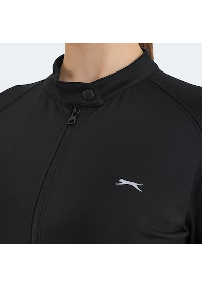 Slazenger RONA Kadın Fermuarlı Dik Yaka Cepli Siyah Eşofman Takımı