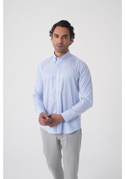 Bisse Regular Fit Erkek Uzun Kol Pamuk Mavi Gömlek Gmczg250044 D35 Mavi