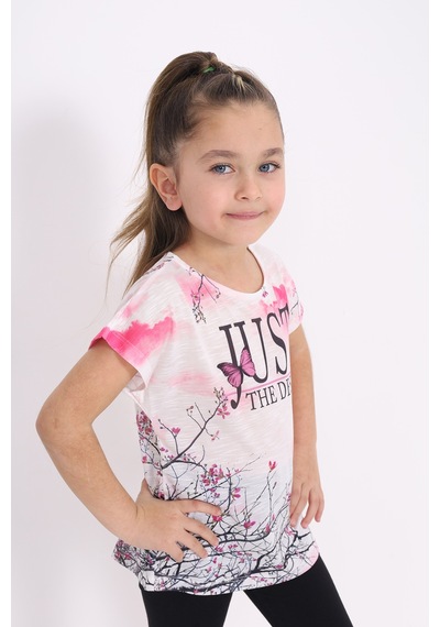 Toontoy Kids Toontoy Kız Çocuk Dijital Baskılı Tişört Fuşya