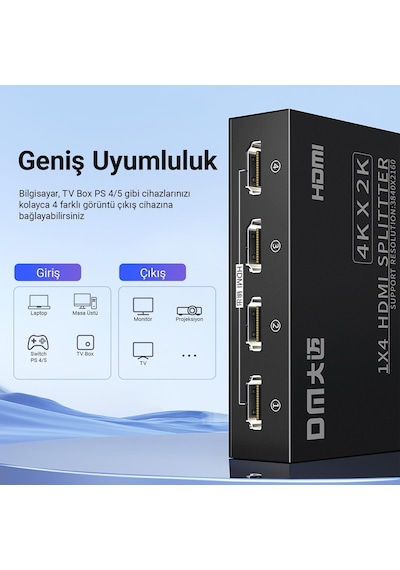 Dm Chb079 4k 30hz 1 Giriş 4 Çıkış Hdmı Splitter Çoklayıcı