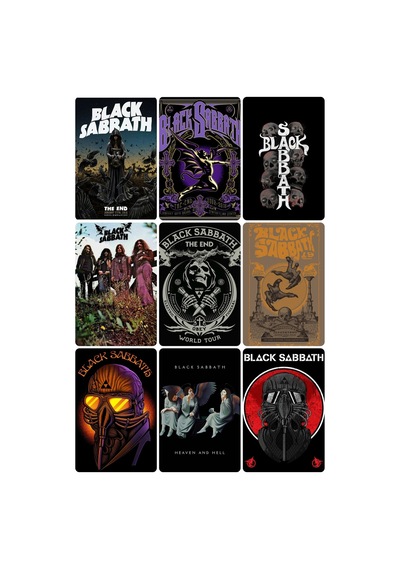 Metallica -black Sabbath Grubu Desenli Tasarım Mini 9' Lu Fotokart Seti