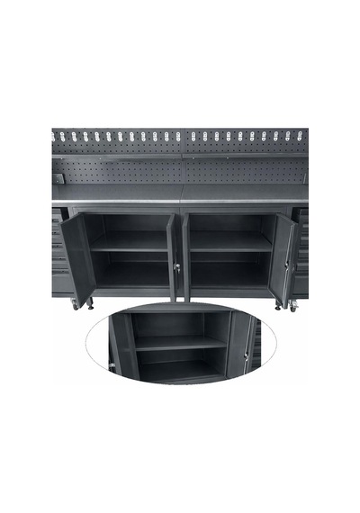 Takpower 3 Metre Takım Tezgahı 2 Dolaplı + 2 Boş Takım Arabası Antrasit