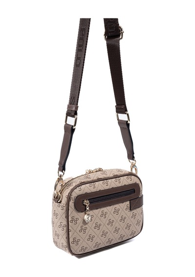 Silver Polo Sp1256 Kadın Çapraz Çanta Monogram Koyu Bej-kahve