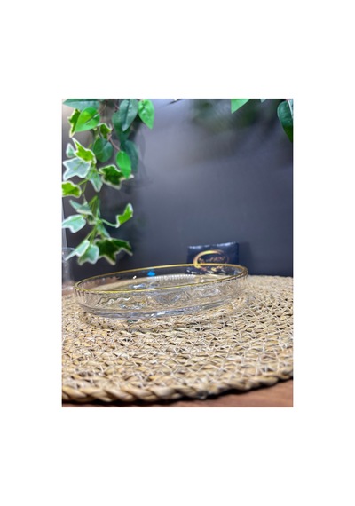 Blınkmax Mini Ayaklı Sunumluk, Şekerlik Tabak, 18 Cm Pasta Tabağı, 1 Adet Cam Sunumluk Tabak Gold-yaldız-gümüş