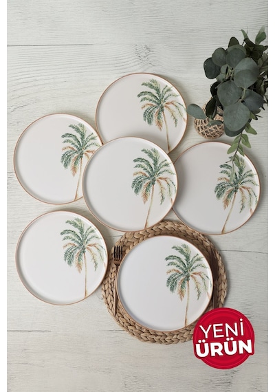 Keramika Bronze Palmiye Nordic Servis Tabağı 28 Cm 6 Adet 22903 Çok Renkli
