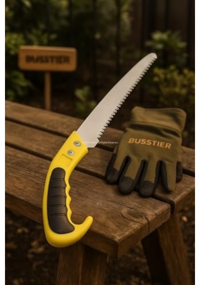 Busstier Budama Testeresi, 30 Cm Paslanmaz Çelik Dişli Bıçak, 17 Cm Ergonomik Saplı, Ağaç Dalları Ve Bahçe Budama İşleri İçin El Testeresi, Hafif Ve Dayanıklı Yapı