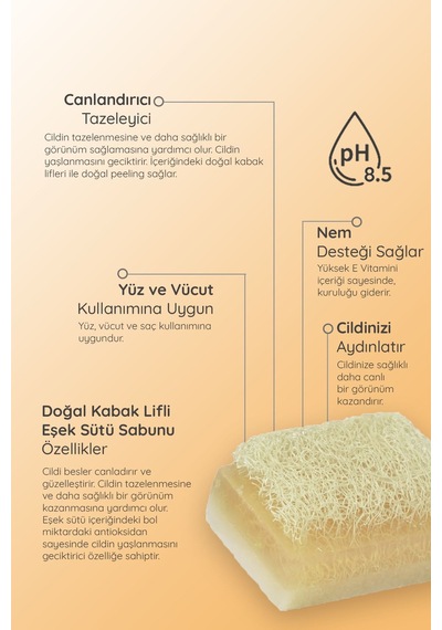 Doğal Peeling Kabak Lifli Eşek Sütlü Katı El Yüz & Vücut Sabunu