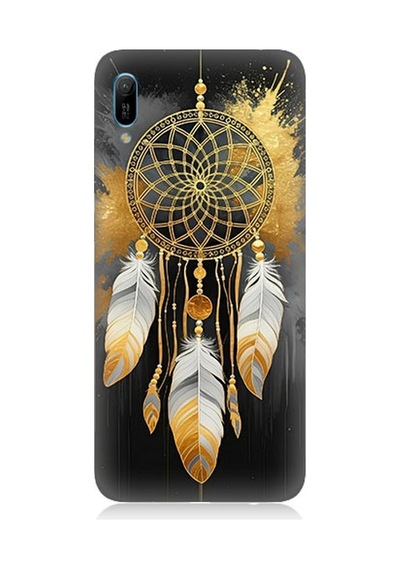 Huawei Y6 2019 Uyumlu Siyaha Altın Düş Kapanı Desenli Silikon Kılıf Çok Renkli