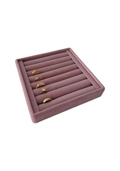 Yerli Üretim Süet Kumaş Pembe Renk 15 Cm / 15 Cm Yüzük Sergileme Standı Çok Renkli