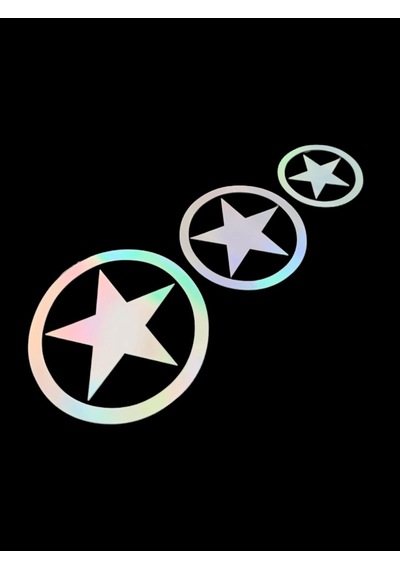 3& 39lü Yıldız Oto Sticker Hologramlı 20x8cm