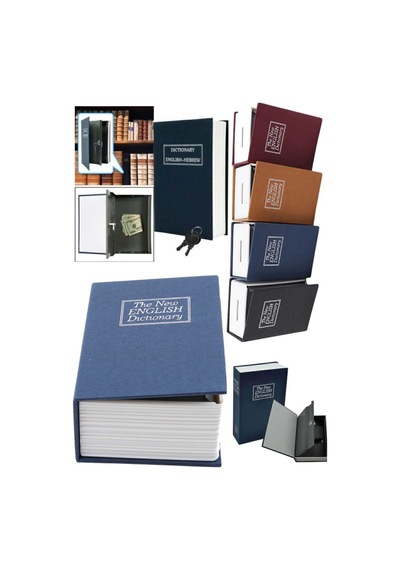 Kitap Görünümlü Anahtarlı Çelik Mini Kasa Ev İçin Altın Takı Kutusu Kasa Kumbara Kilitli Sandık