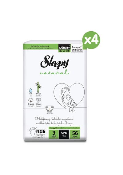 Sleepy Natural Ultra Paket Bebek Bezi 3 Numara Midi 224 Adet