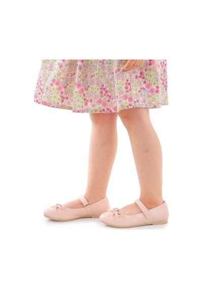 Kiko Kids Fiyonklu Cırtlı Kız Çocuk Babet Ayakkabı 201 Cilt Pudra 001
