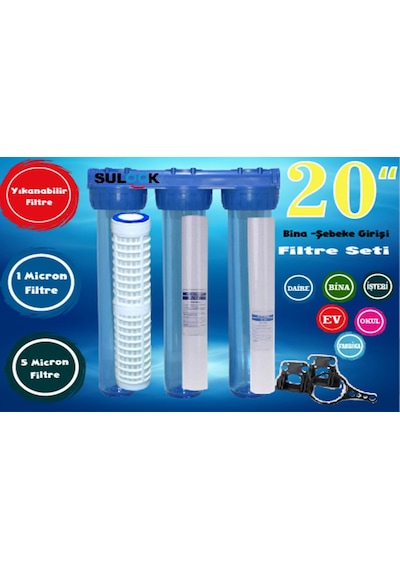 Sulook 20 Inç Bina ,daire, Şebeke Girişi Su Arıtma Sistemi Komple Set