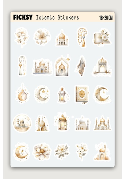 İslam Sticker Seti - 25 Adet Etiket Çıkartma - Muslim - Ramazan - Ramadan - Tesettür - Hijab Girl Diğer