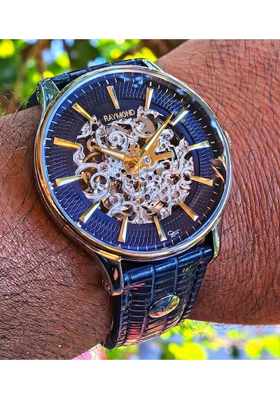 Raymond Premium Lacivert Otomatik Erkek Kol Saati Gümüş - Altın