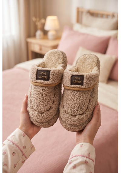 Stwenn 2'li Karma Erkek Kadın Avantajlı Paket Peluş Ev Terliği Kapalı Burun Arkası Açık Sıcak Rahat Panduf 2 Li Linda