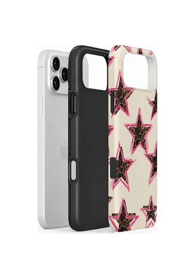 Velvoria Valestra Pembe Leopar Yıldız Apple iPhone Uyumlu 17 Pro Darbe Korumalı Kılıf Valestra Select - Pembe Leopar Yıldız