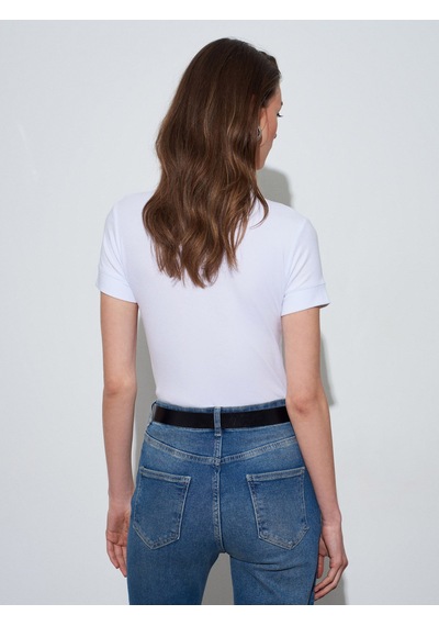 Dilvin 32637 Bisiklet Yaka T-shirt-beyaz