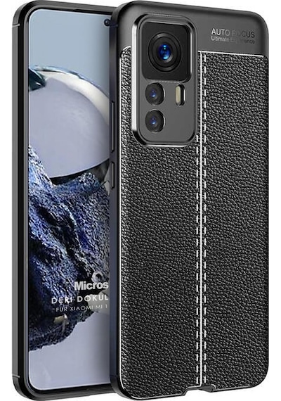 Microsonic Xiaomi Mi 12t Pro Kılıf Deri Dokulu Silikon
