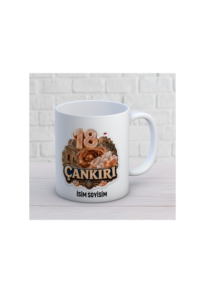 Çankırı Temalı Kupa Bardak Modern İllüstrasyon Desen 7 Beyaz Beyaz