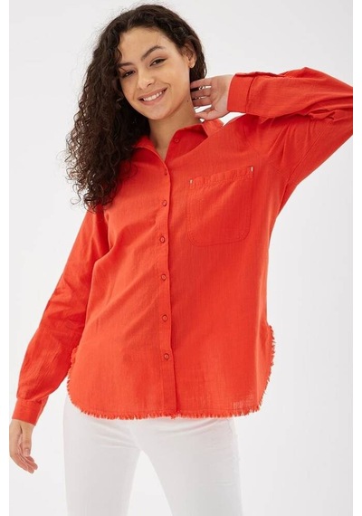 Fashion Friends Etek Ucu Püsküllü Kadın Gömlek 25y0390k1 Kırmızı