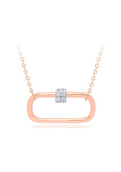 Diamond Line-Gülaylar - Pembe Altın 14 Ayar Trend Kolye N11.25049
