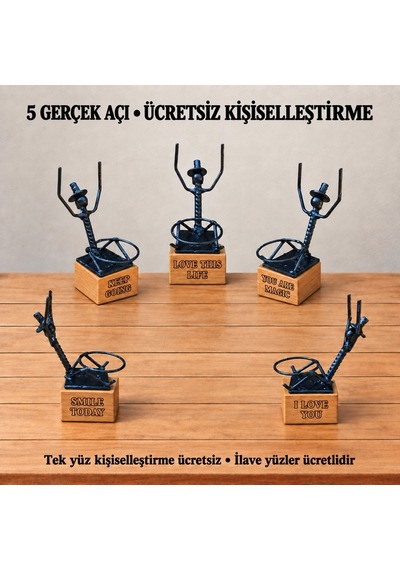 Kişiye Özel Sukulent Saksı Standı – Saksının Yanında Dinlenen Metal Heykel SPH010