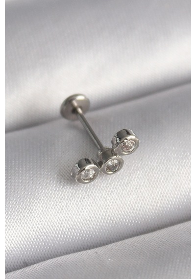 316l Çelik Gümüş Renk Zirkon Taşlı Tragus Piercing 5886 Çok Renkli 50406528