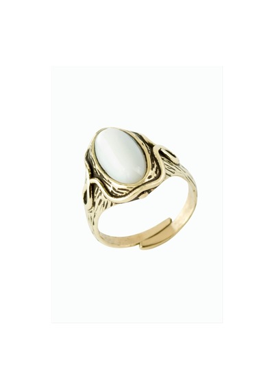 Zenviac456 Oval Doğaltaşlı Otantik Yüzük Zenviac45678 Sedef