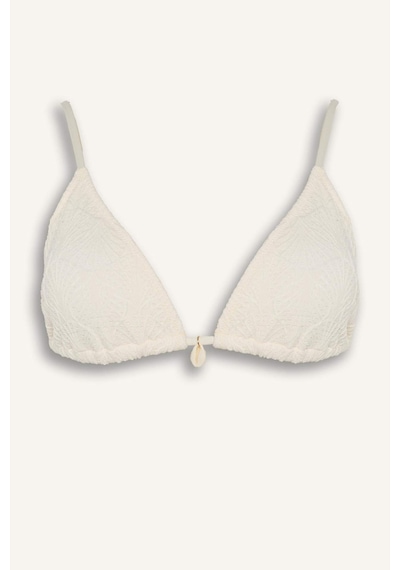 Defacto Regular Fıt Nakışlı Brode Bikini Üstü B6894ax26smer103 Ekru-er103