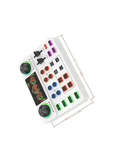Canlı Yayın Ses Kartı Bluetooth Podcast Ses Mikseri, 12 Ses Efekti Ve Voice Changer Özellikli, 3.5mm Stereo Çıkışlı, 800mah Bataryalı Ses Kartı Tiktok Youtube Yayın Ve Podcast İçin