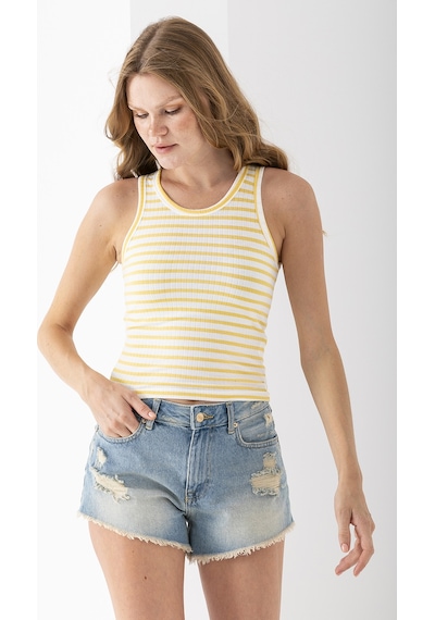 Giysa Kadın Bisiklet Yaka Çizgili Basic Body Sarı - 25510 Sarı