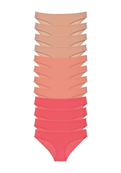 12 Adet Süper Eko Set Likralı Kadın Slip Külot Ten Pudra Fuşya Beden: L Standart