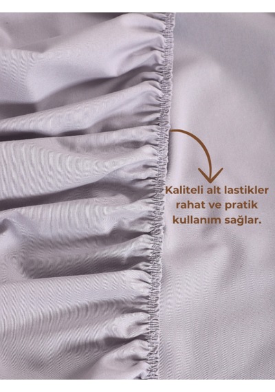 Gri Lastikli Çarşaf Takımı Fitted Pamuklu Kumaş Yastık Kılıflı