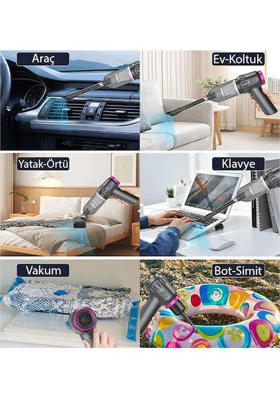 Ally 14000pa Güçlü Portatif 2 Kademeli Tasinabilir Vakumlu Kablosuz Üflemeli Mini Araç Süpürgesi Sw-103- 5775