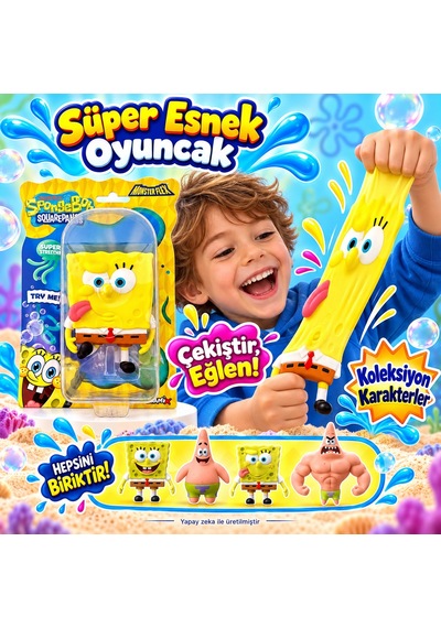 Süper Esnek Süngerbob Figür Oyuncak Stretch 3+ Yaş