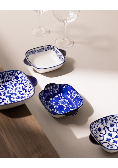 Reve Bleu Vista Kare Tabak Seti - 17 Cm - Mavi/beyaz 8684427358450 Çok Renkli
