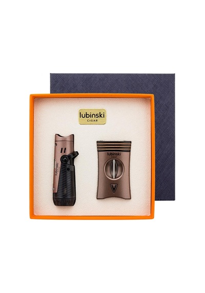Lubinski Metal Bronz Puro Seti 2 Torch Çakmak, 60 Ring V-cut Puro Kesici 8085at