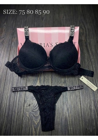 Victoria's Secret Victoria"s Secret Pusch Up Set Alt Üst Dolgulu Sütyen Ve Külot Takım 2"li Set Siyah