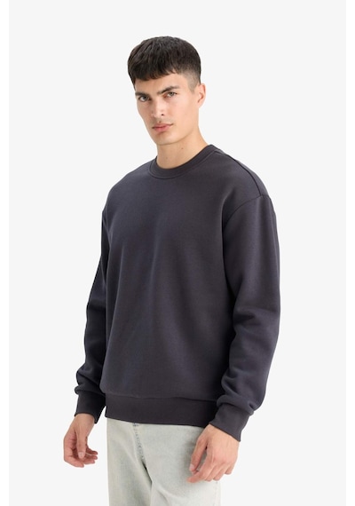 Defacto Relax Fit Bisiklet Yaka Kalın İçi Yumuşak Tüylü Basic Düz Sweatshirt T5139az25auar138 Antrasit