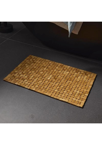 Bambu Banyo Matı, 50x80 Cm, Kaymaz Taban, Doğal Ahşap, Suya Dayanıklı