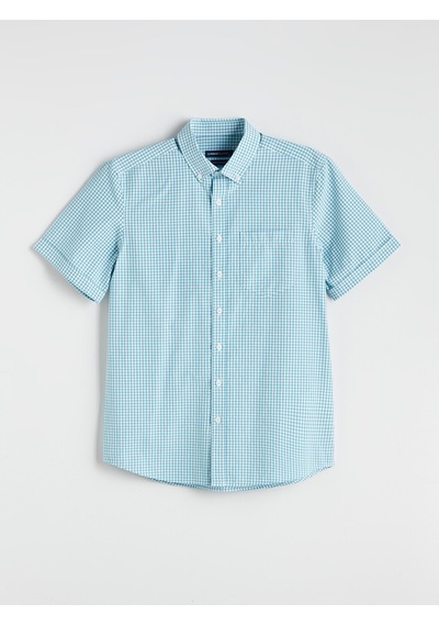 Lcwaıkıkı Classic Yeşil Regular Fit Kısa Kollu Ekose Poplin Erkek Gömlek