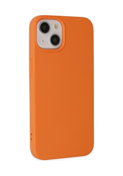 Apple iPhone Uyumlu 14 Içi Kadife Yumuşak Soft Renkli Silikon Lansman Telefon Kılıfı iPhone Uyumlu 14 Turuncu