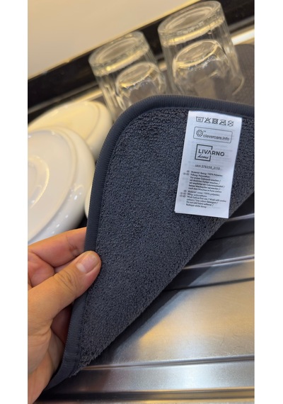 Su Emici Mikrofiber Bulaşık Kurutma Matı Gri Kaymaz Tabanlı Hızlı Kuruyan Tezgah Koruyucu Belirtil Diğer