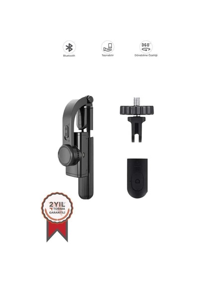 Akıllı Yayın Çerçeve Tripod Çok Amaçlı Kumandalı 360 Derece Gimbal Selfie Çubuğu Q08 Siyah
