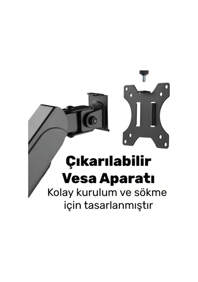 Npo Std48036e Airgrip 17"-27" Ergonomik 360 Amortisörlü Vesa Üçlü Kol Monitör Tutucu