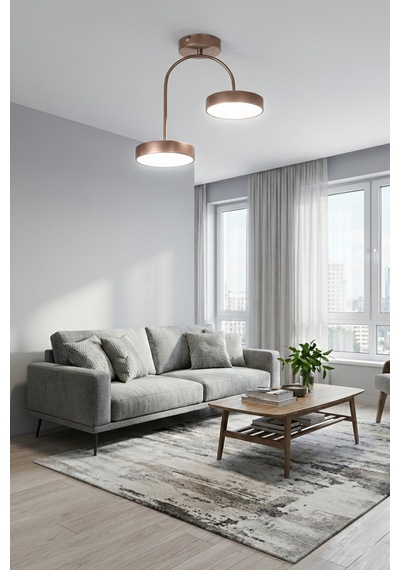 Sudem Modern Salon Yatak Odası Giyinme Odası Mutfak Beyaz Işık Ledli Renk 2 Li Led Avize Kahverengi Kahverengi