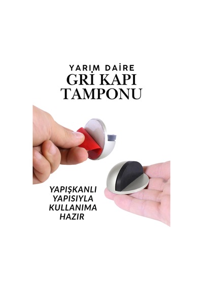 Gri Yarım Daire Yapışkanlı Kapı Tamponu Kapı Stoperi Metal Kapı Stopu Durdurucu Kapı Kolu Koruyucu