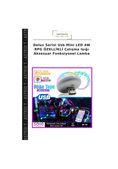 Delux Serisi Usb Mini Led 4w Rpg Özellikli Çalışma Işığı Aksesuar Fonksiyonel Lamba Çok Renkli